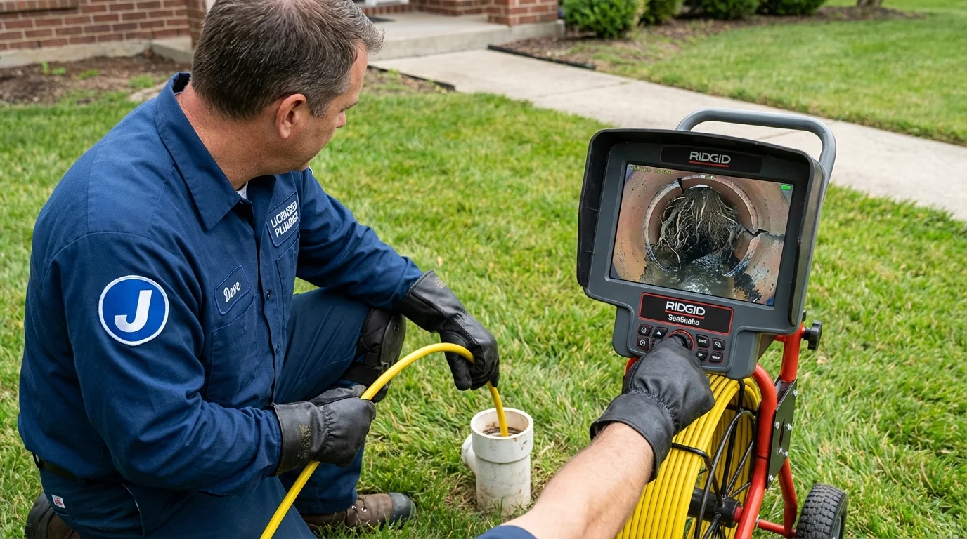 Sewer camera inspection being performed by Johns Plumbing LLC in Lakeport