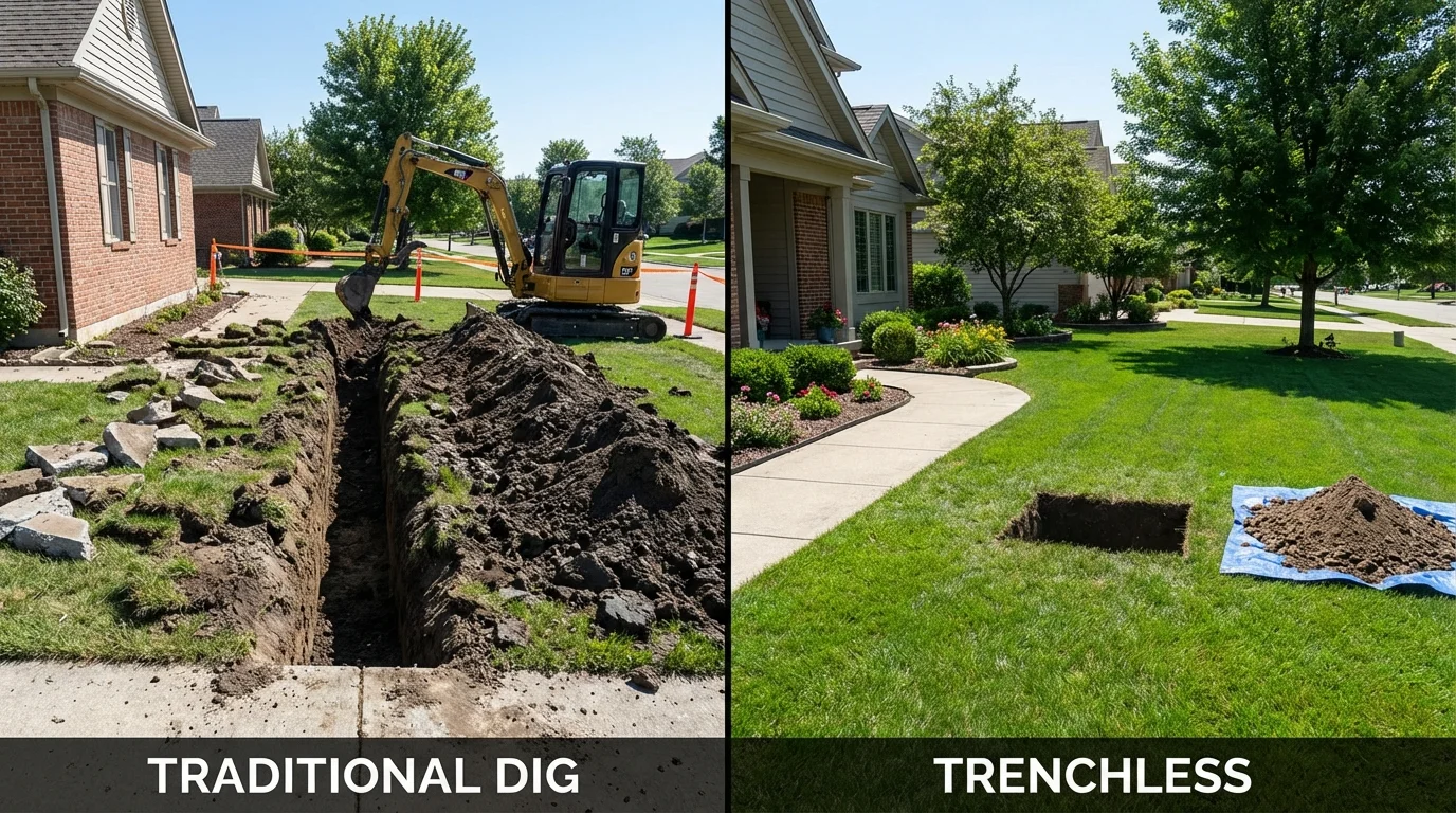Trenchless sewer repair with minimal yard damage versus traditional excavation in Lakeport, CA